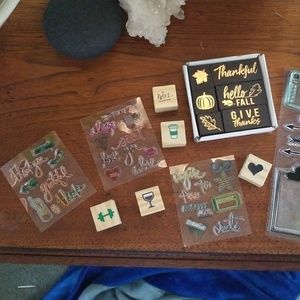 Assorted stamps and pads